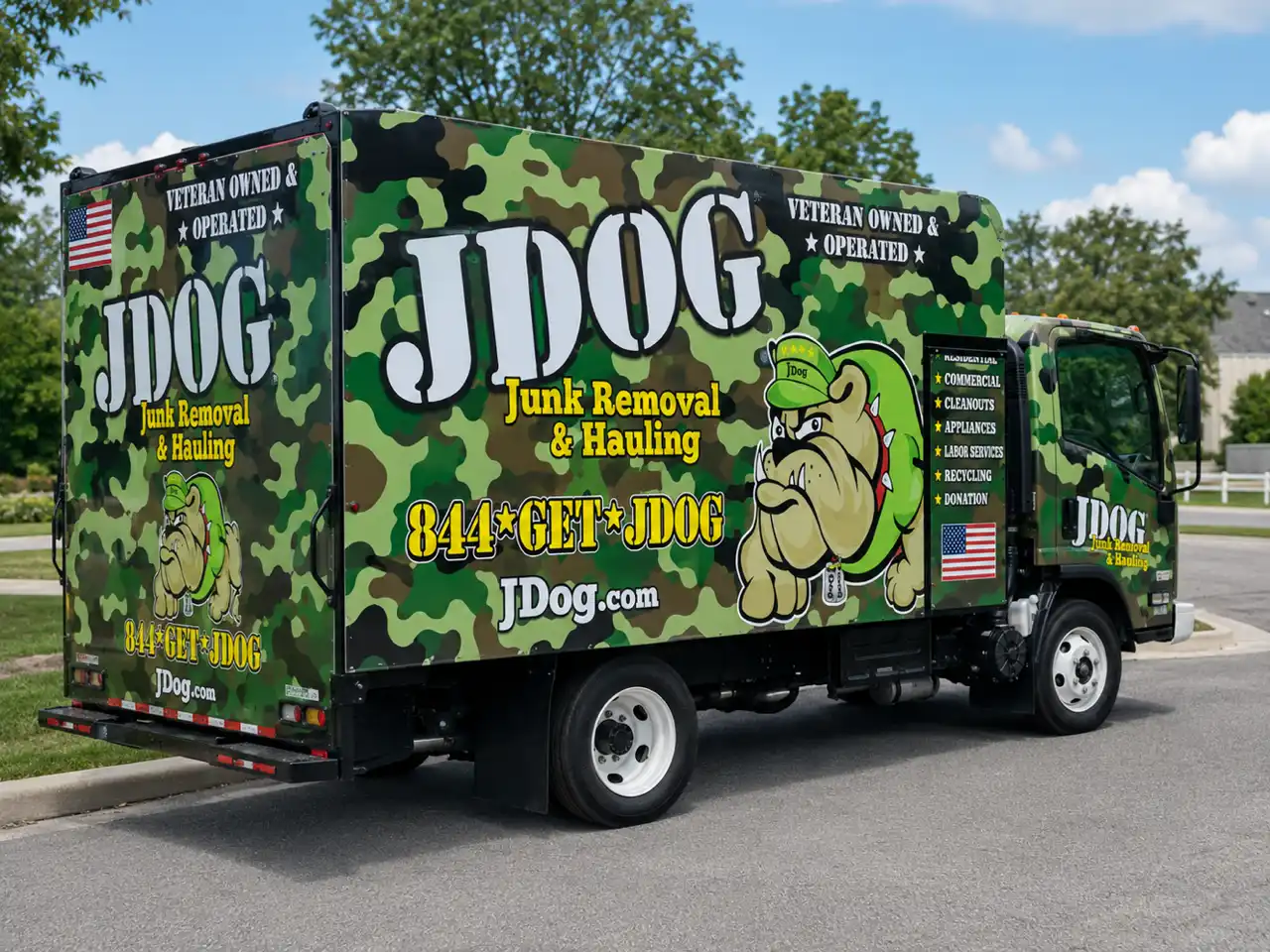 JDog Junk Removal & Hauling branded truck serving St. George, UT
